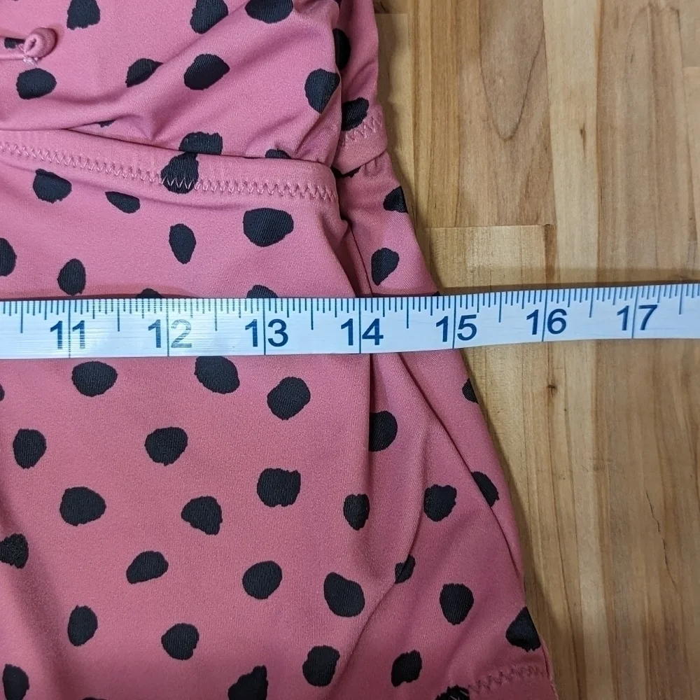 SHADE and Shore Pink Polka Dot Keyhole One piece Bathing Suit L